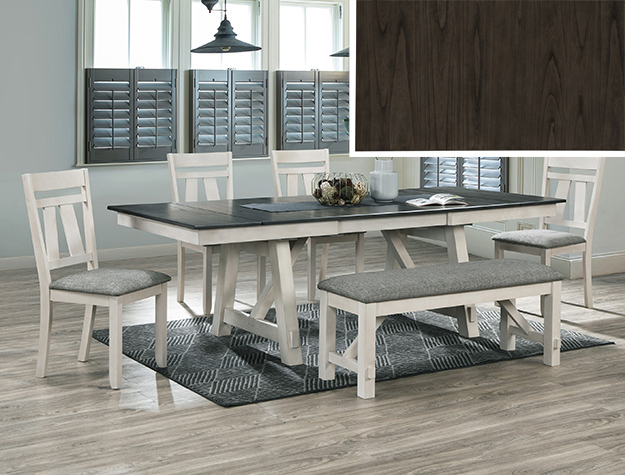 2158CG-6P MARIBELLE 6P W/BENCH CHALK WARMGREY