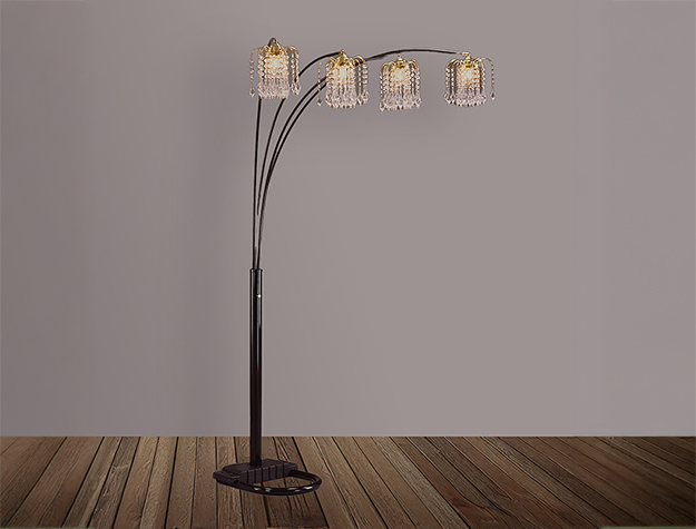 4893BK RAIN DROP ARC LAMP 84"H BLACK