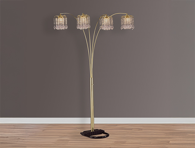 4893G RAIN DROP ARC LAMP 84"H GOLD