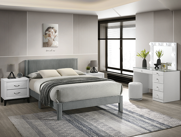 5097LG LUCIA BED FRAME LIGHT GRAY