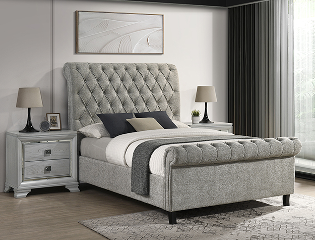 5103LG KATE PLATFORM BED L.GREY TWEED