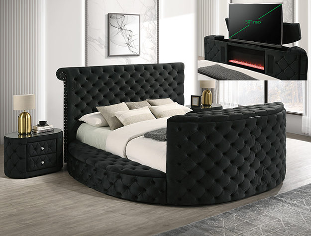 5212BK VOLTARE FIREPLACE/TV LIFT BED BLACK