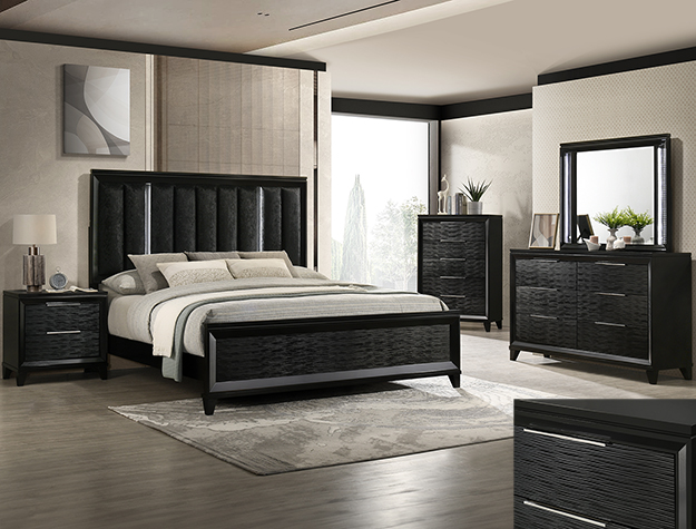 SETB7350 CRESSIDA BEDROOM GROUP BLACK