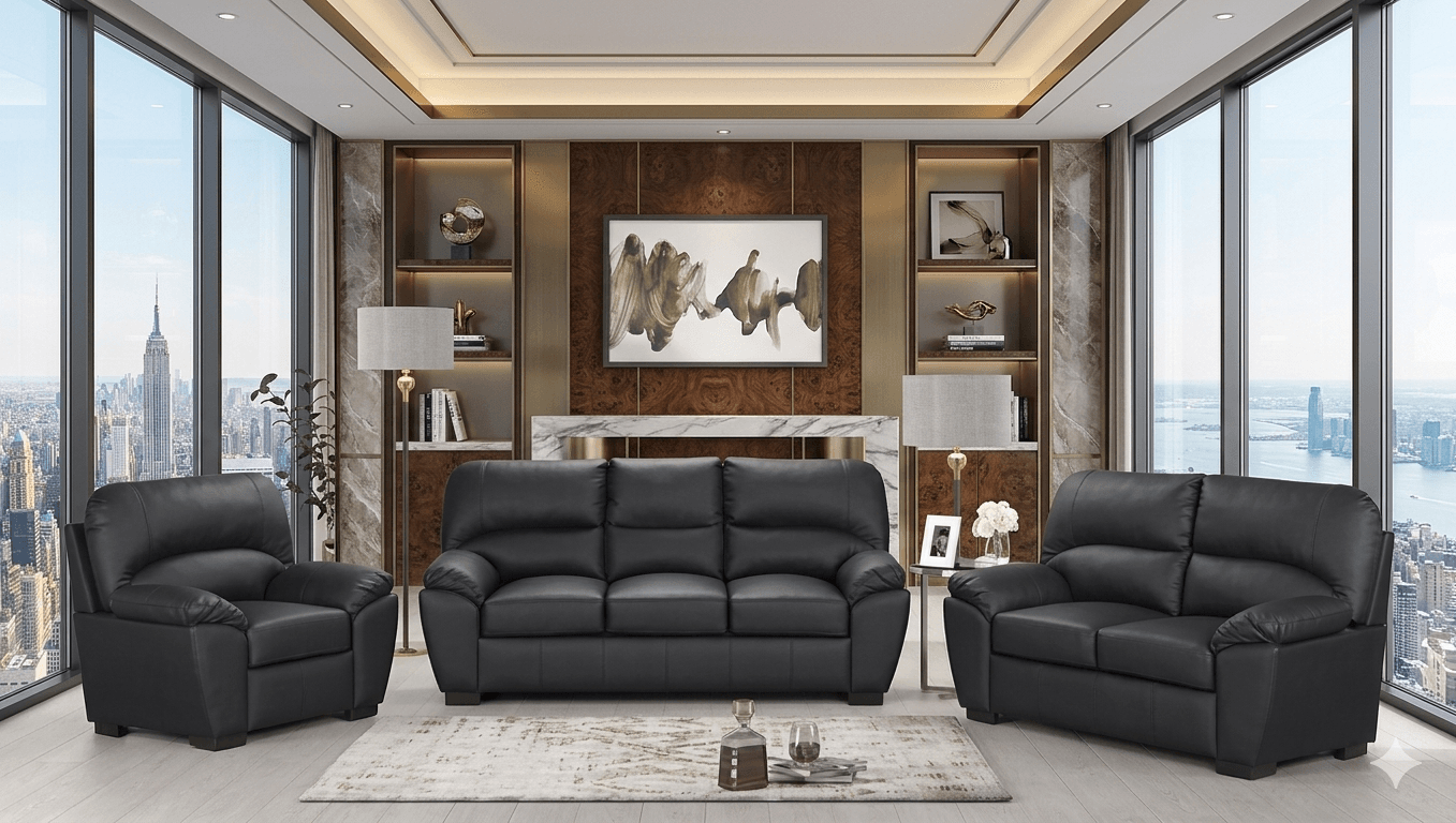 Tiffany Black - 2PC or 3pc Living Room Set