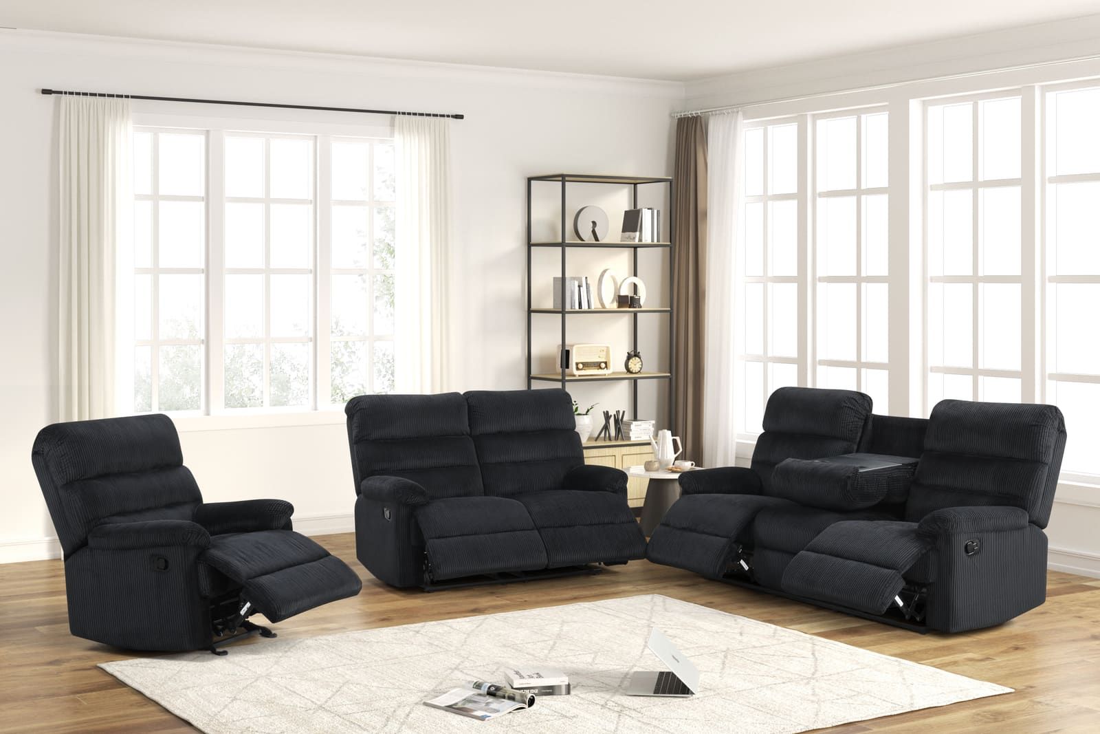 Albert Black - 3pc Reclining Set