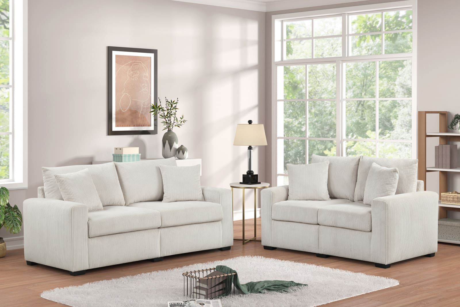Beige - Sofa & Loveseat Set