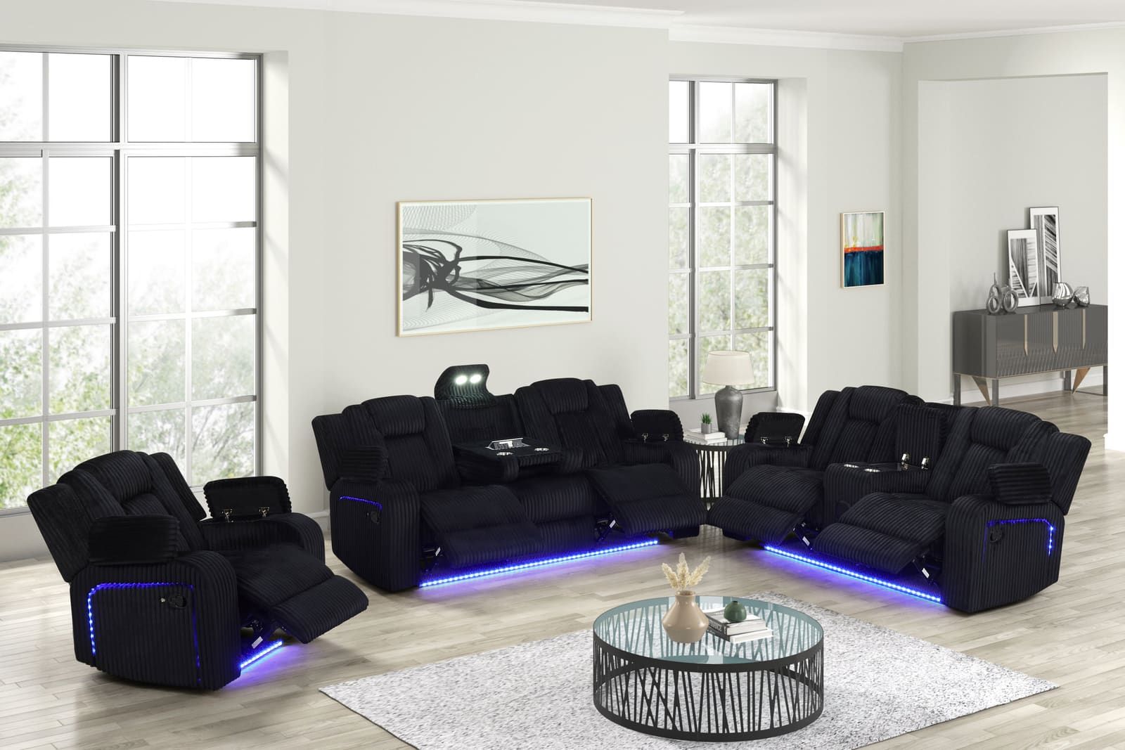 Hulk10 Black - 3pc Reclining Set