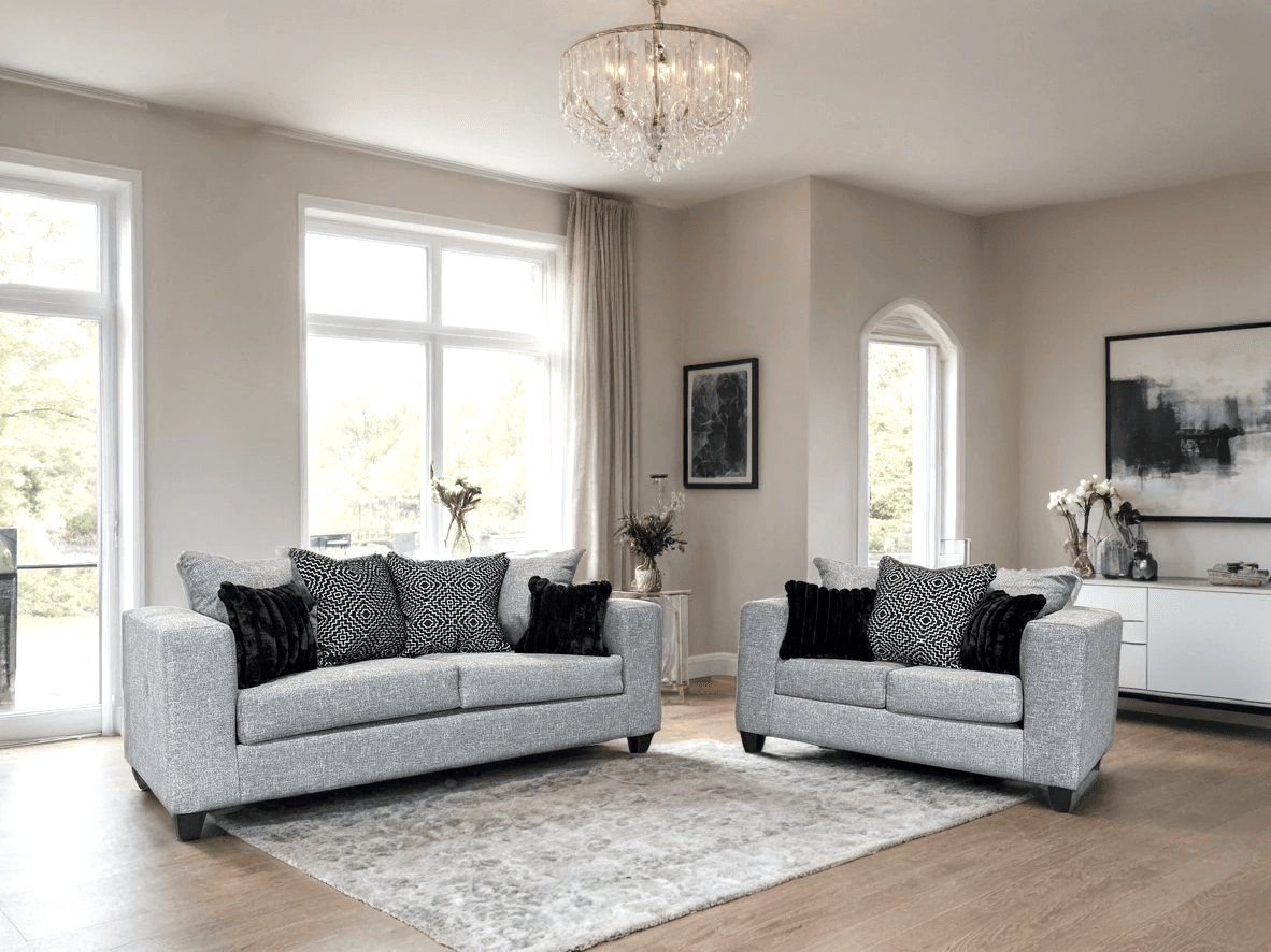 110 - Gunmetal Sofa and Loveseat Set