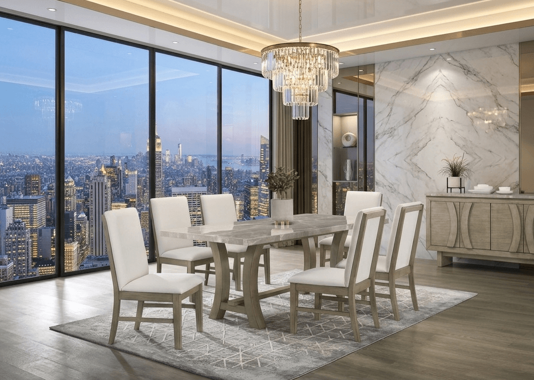 ROCO - (GENUINE MARBLE) Table & 6-Chairs