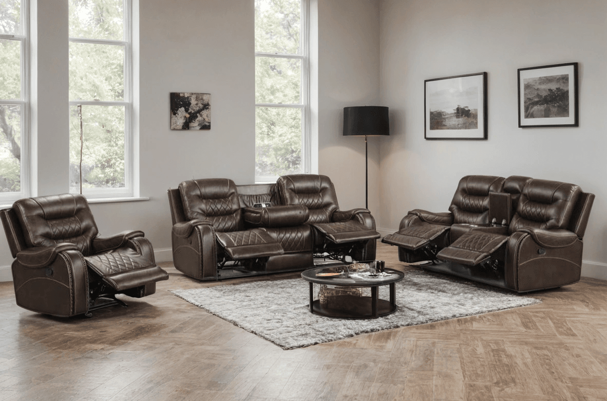 OVERSIZED 3pc Reclining Set (Brown)