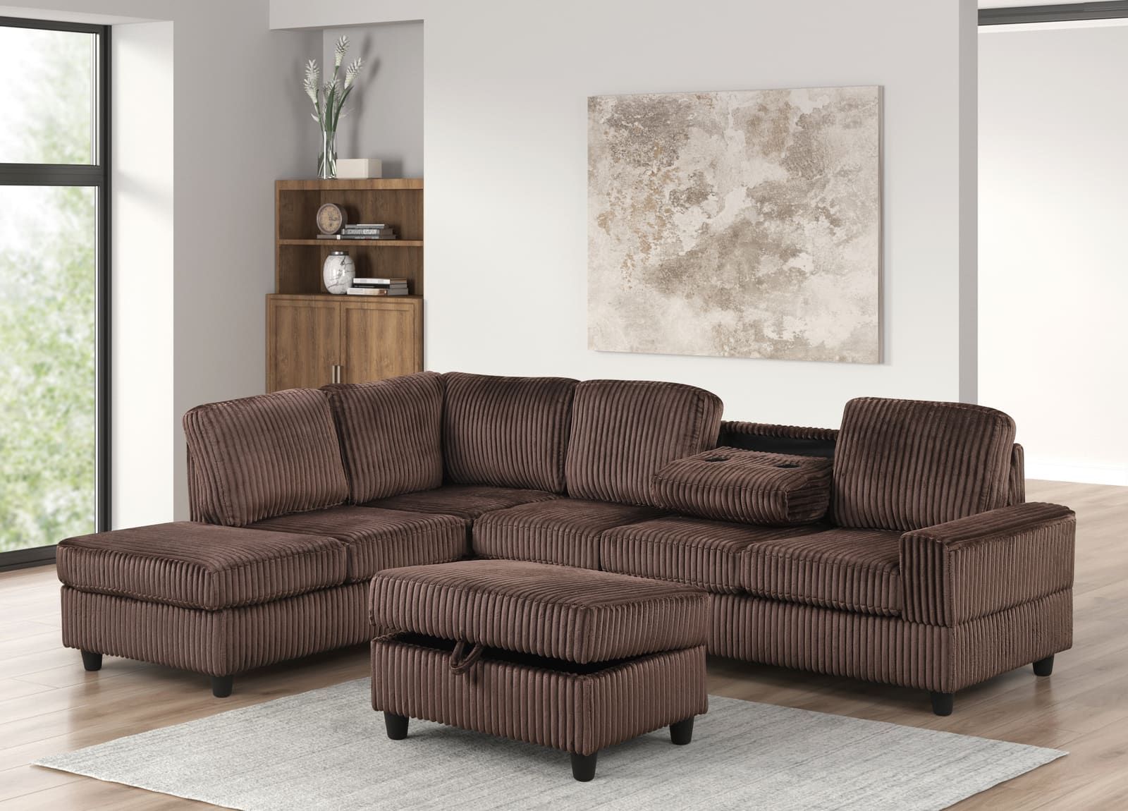 51Heights Reversible Sectional + Ottoman