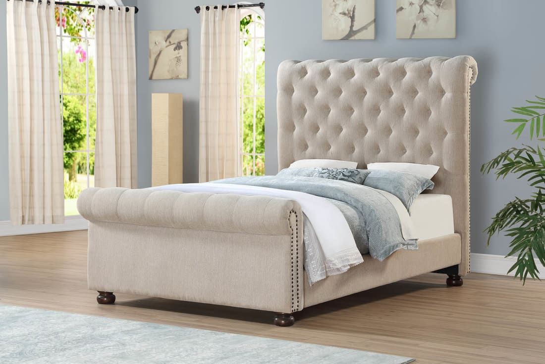 Upholstered Sleigh Bed Queen or King