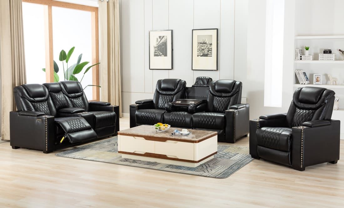 Echo - 3pc Power/Power Living Room Set (Black)