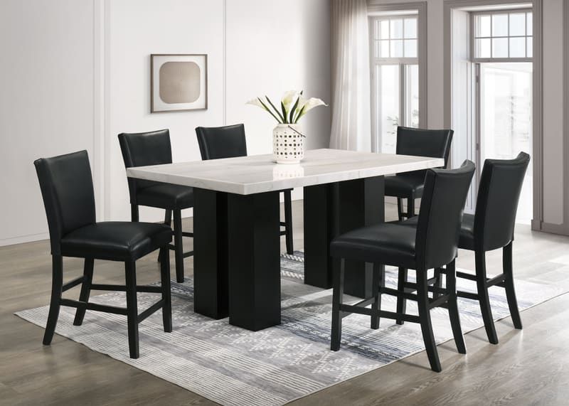Finley PU - (GENUINE MARBLE) Counter Height Table & 6 Chairs