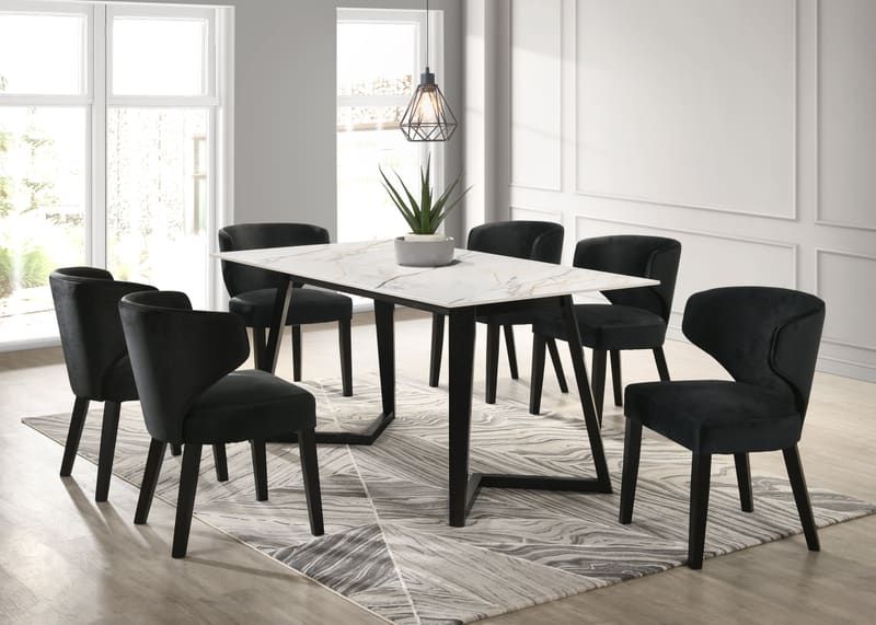 Hamilton Black Dining Table + 6 Chair Set