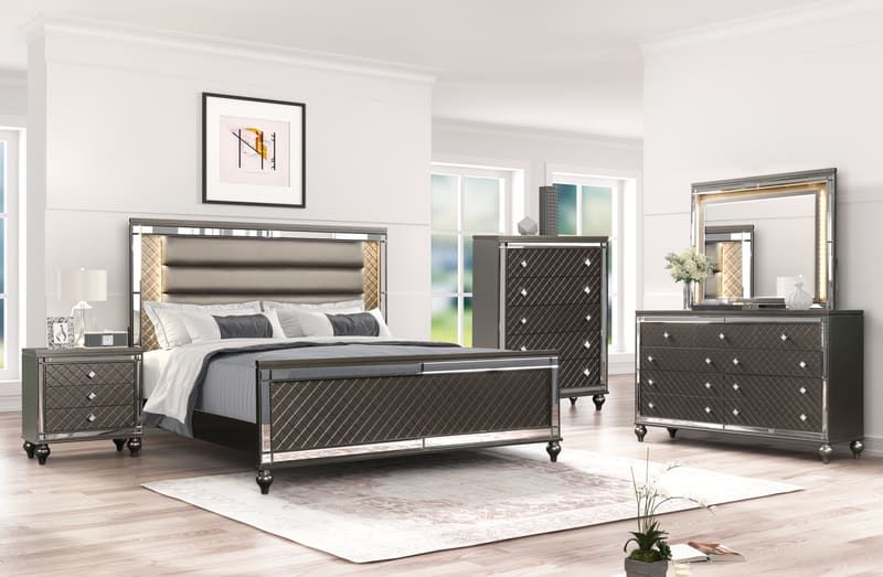 Stars Charcoal - 5pc Bedroom Set Queen