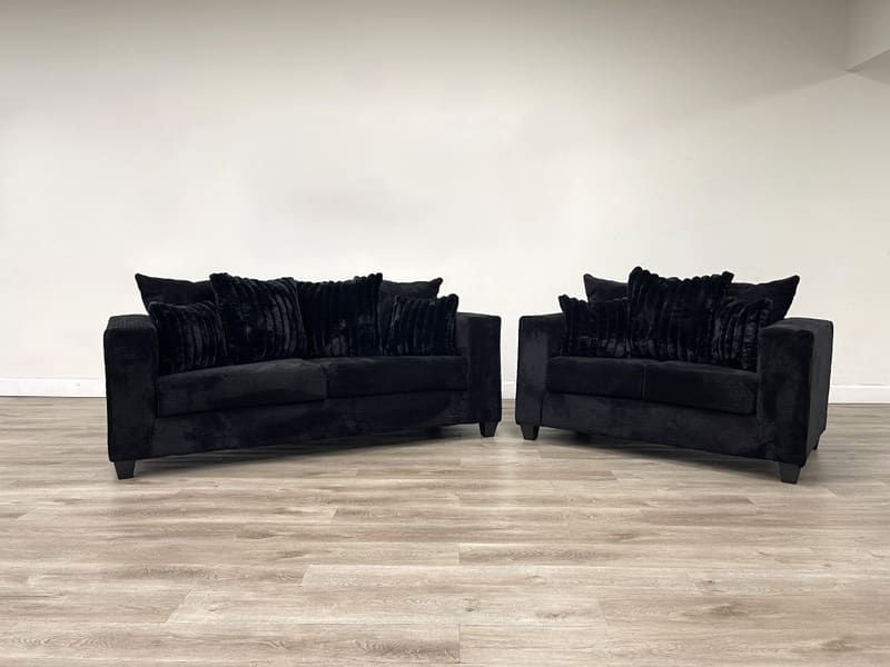 410-2PC-BLACK Sofa & Loveseat Set
