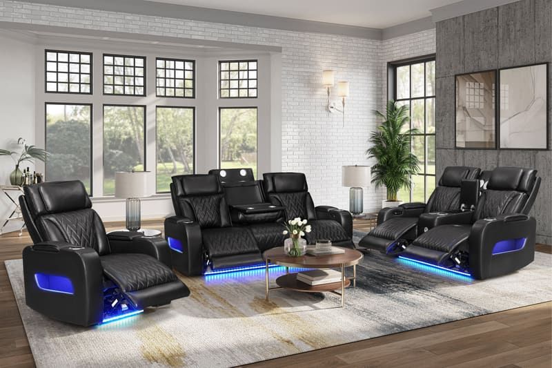 DUBAI 3pc Black Power Reclining Set