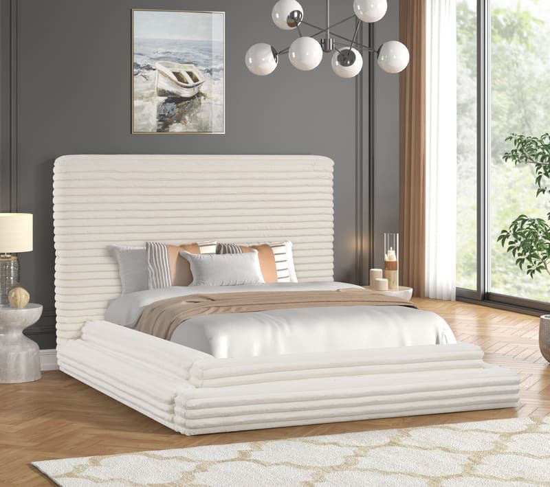 Mariah Beige Platform Bed - Queen, King