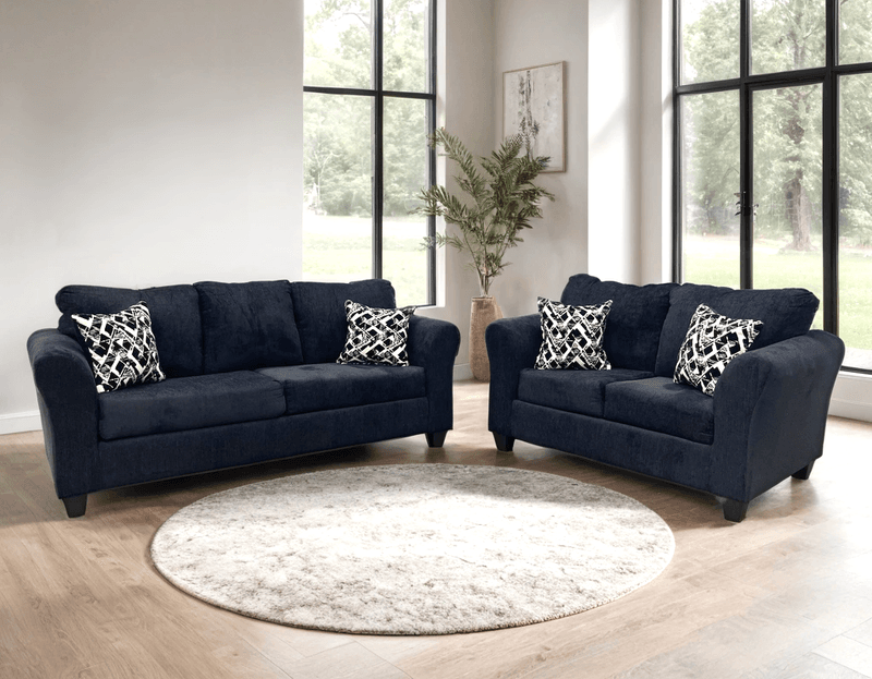 210 BLACK - 2PC Sofa and Loveseat Set