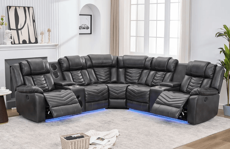 ACE28 Gray Reclining Sectional