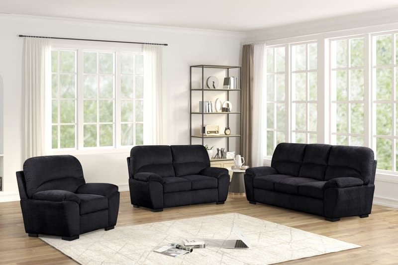 Tiffany10 Black - 2PC or 3pc Living Room Set