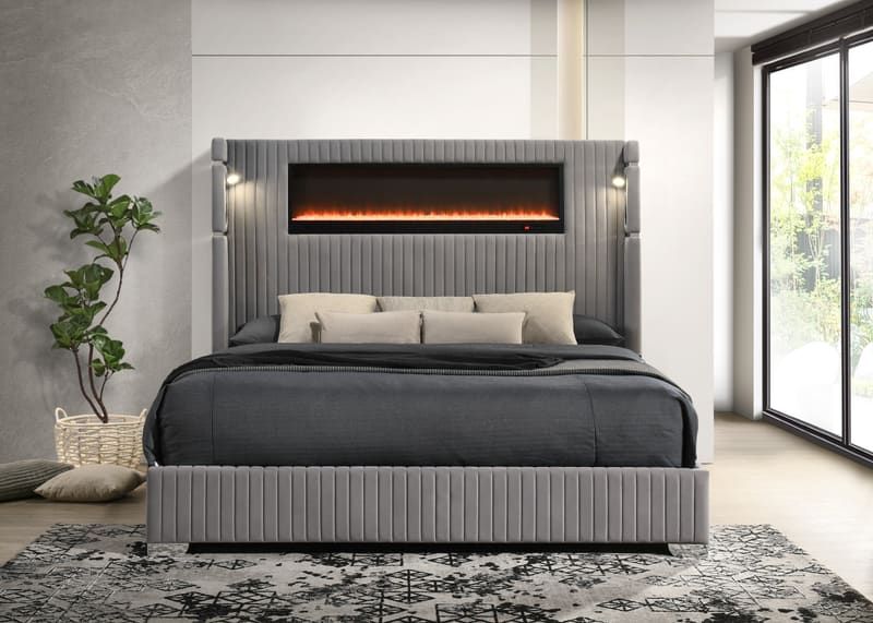 Romance2 Gray Platform Bed - Queen, King
