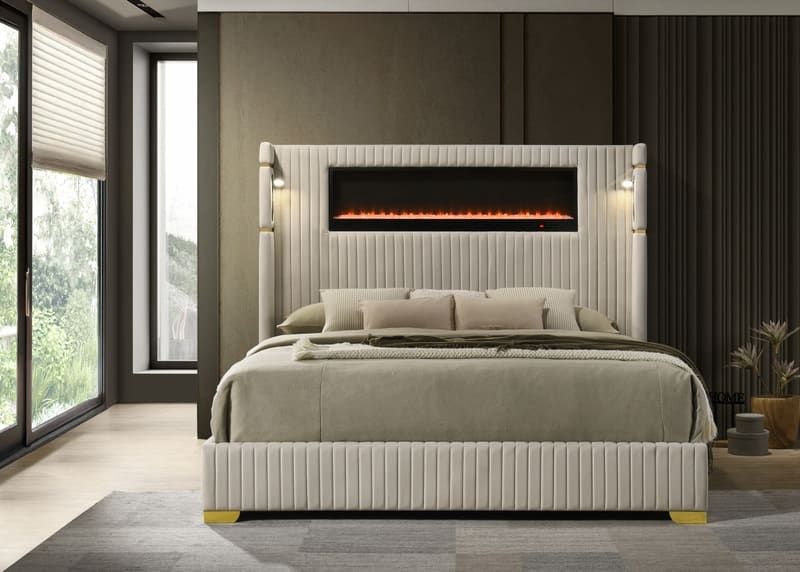 Romance2 Cream Platform Bed - Queen, King