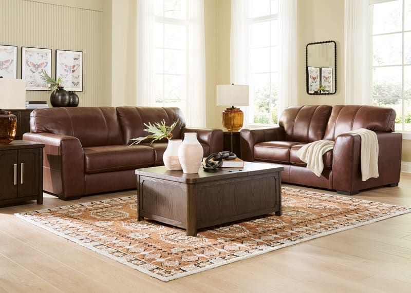 729-07 Sofa & Loveseat Set (TOP-GRAIN)