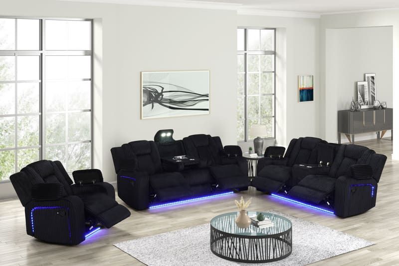 Hulk10 Black - 3pc Reclining Set
