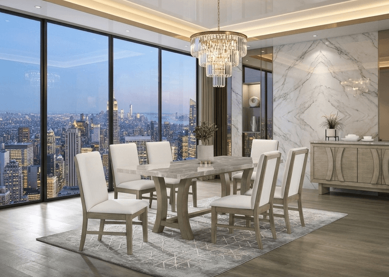 ROCO - (GENUINE MARBLE) Table & 6-Chairs