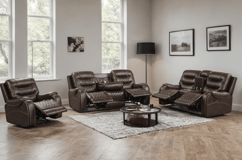 OVERSIZED 3pc Reclining Set (Brown)