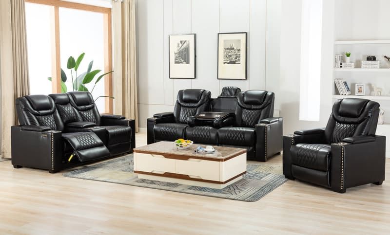 Echo - 3pc Power/Power Living Room Set (Black)