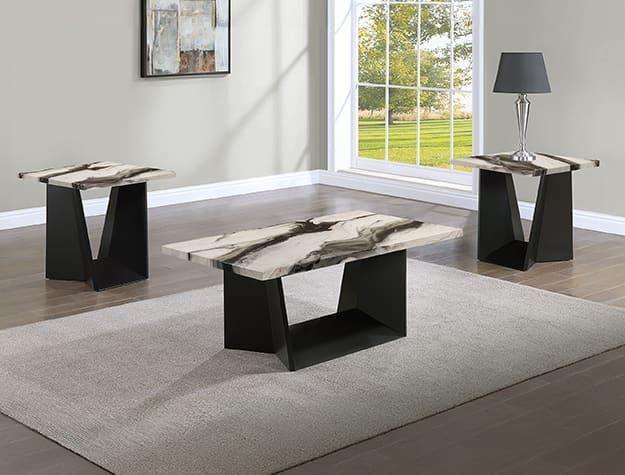 4226BMBL-SET ADEA 3PK CKTL SET BROWN FAUX MARBLE