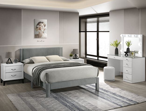 5097LG LUCIA BED FRAME LIGHT GRAY