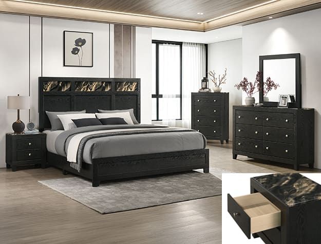 SETB4515 CADENCE BEDROOM GROUP GOLD BLACK