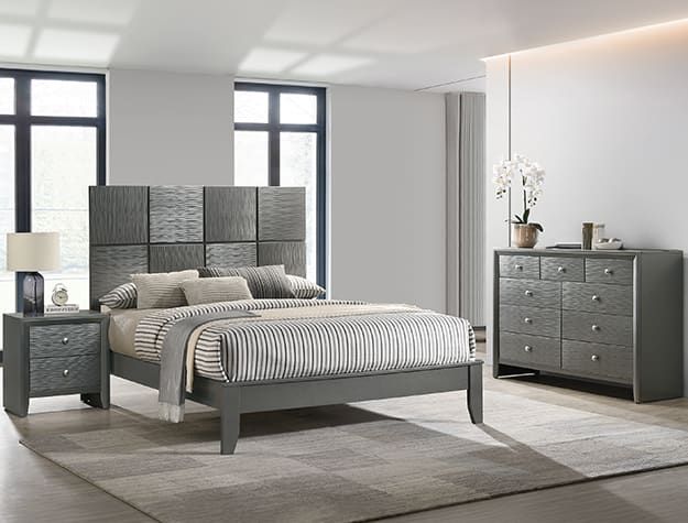 SETB4715 DENKER GUNMETAL BEDROOM GROUP