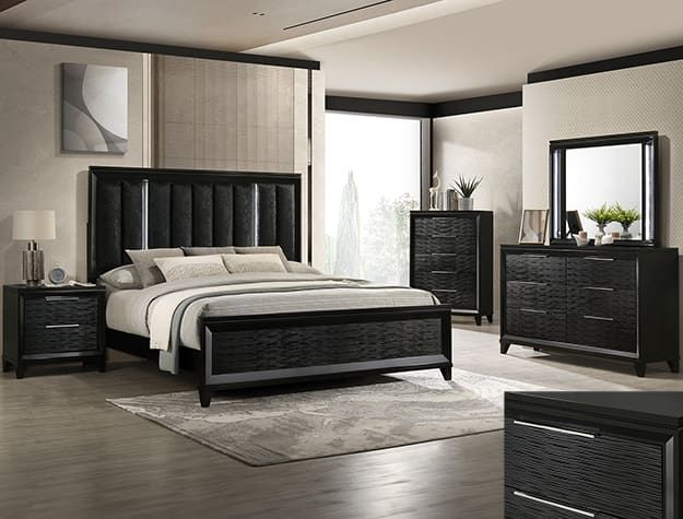 SETB7350 CRESSIDA BEDROOM GROUP BLACK